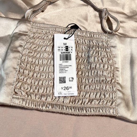 NWT Garage Champagne Satin Cropped Tank Top Adjustable Straps Size Medium - Picture 5 of 10